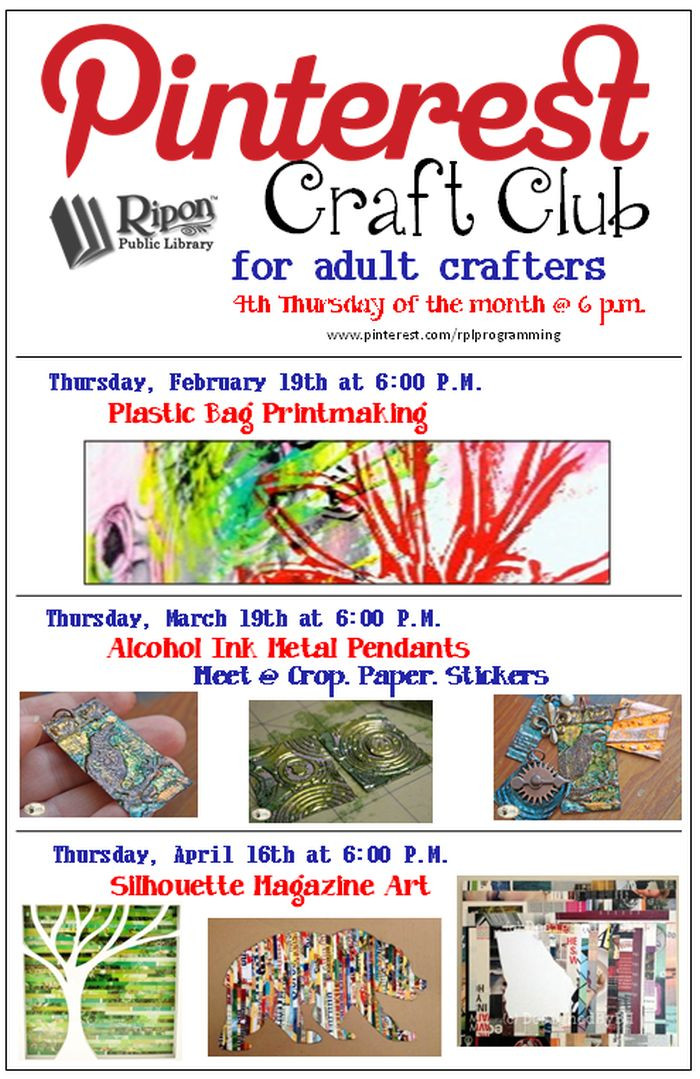 Craft Club Ideas For Adults
 Pinterest Craft Club for Adult Crafters Thurs April