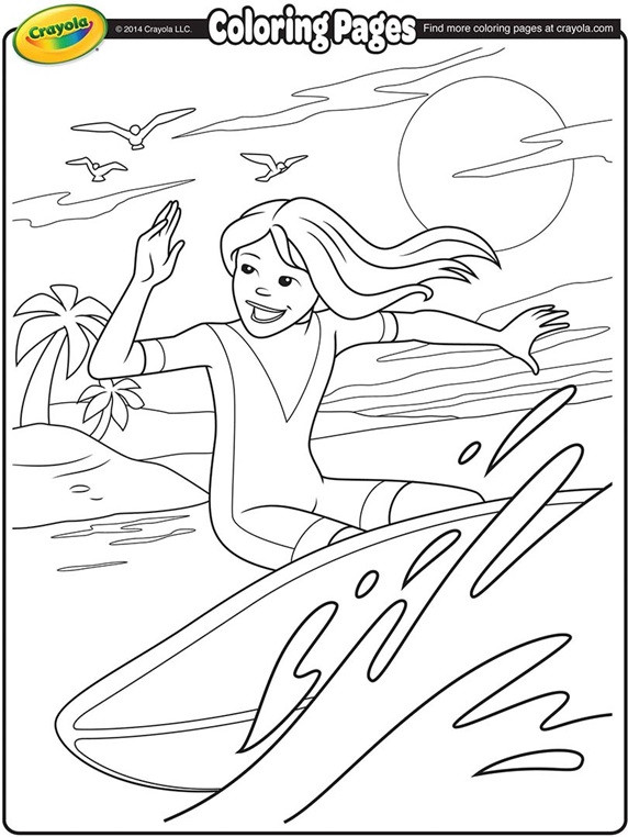 Crayola Coloring Pages For Girls
 Surfer Girl Coloring Page