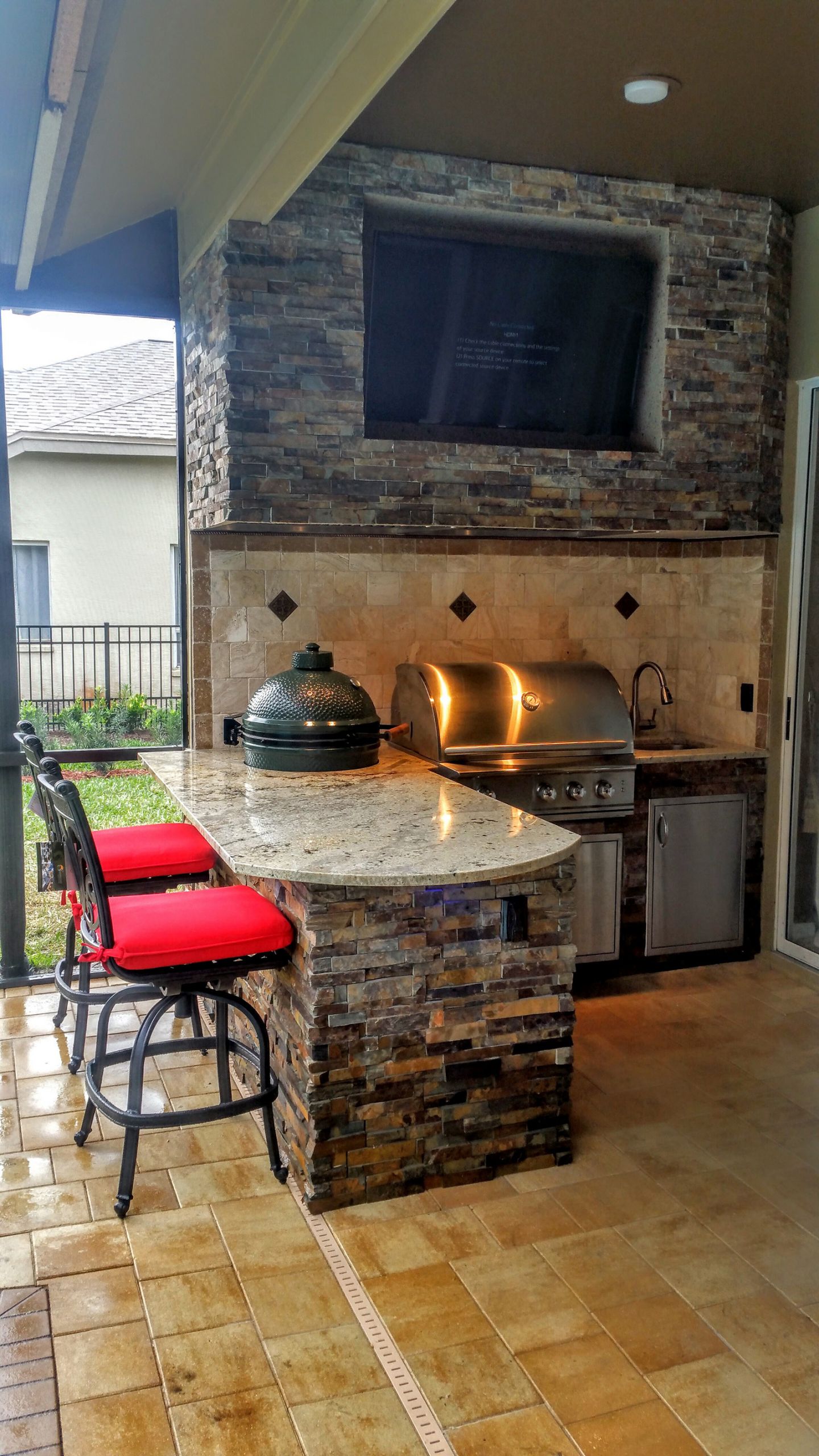 Creative Outdoor Kitchens
 Granite and stonework Outdoor Kitchen with Entertainment