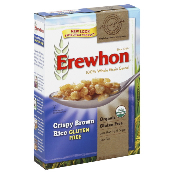 Crispy Brown Rice Cereal
 Erewhon Cereal Crispy Brown Rice Gluten Free 10 oz 284