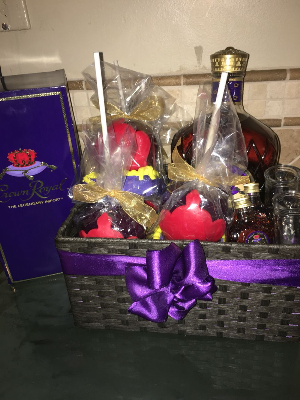 Crown Royal Gift Basket Ideas
 Crown Royal t basket with miniatures candy apples and