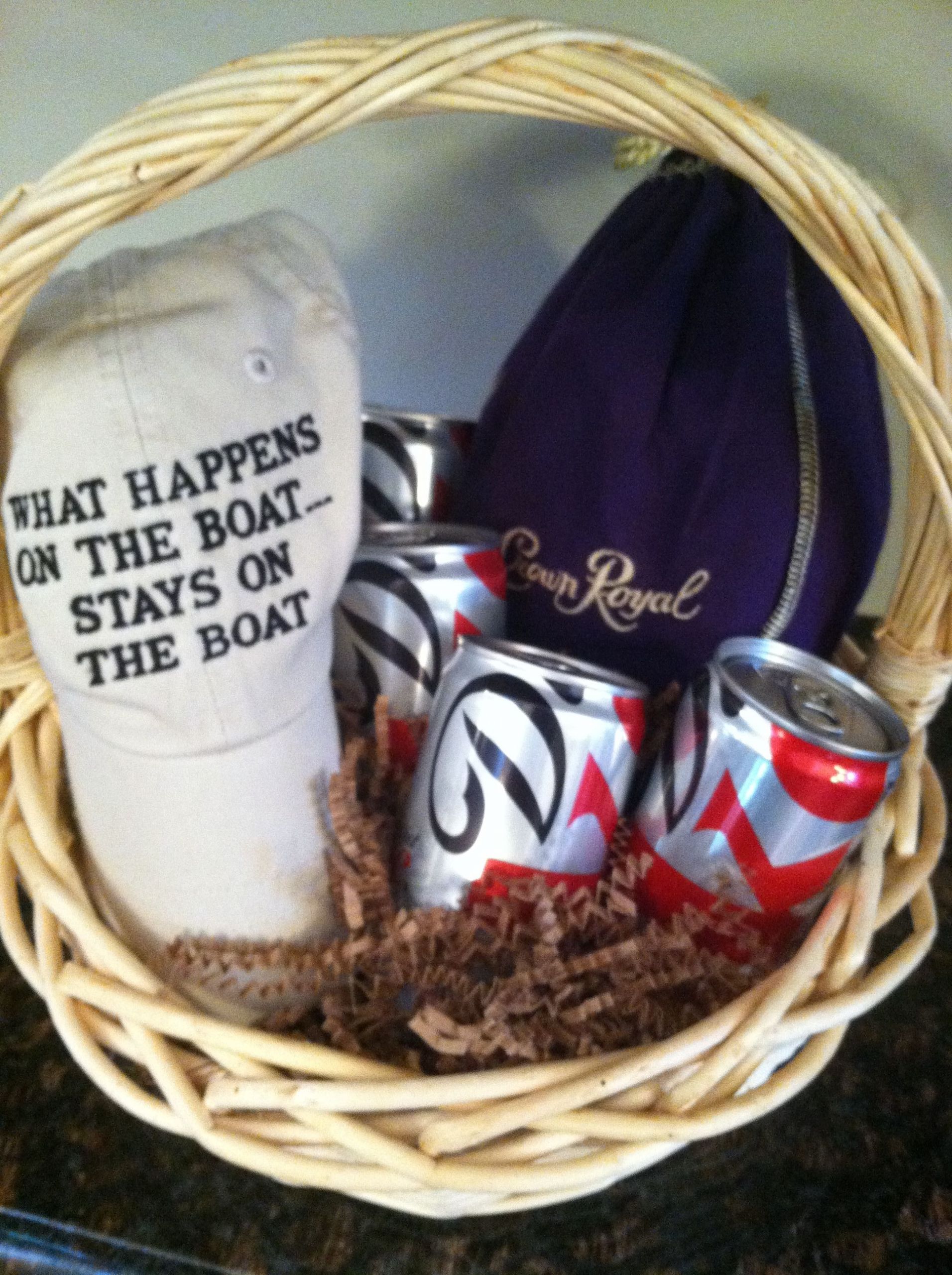 Crown Royal Gift Basket Ideas
 Gift Basket with Diet Coke boat hat