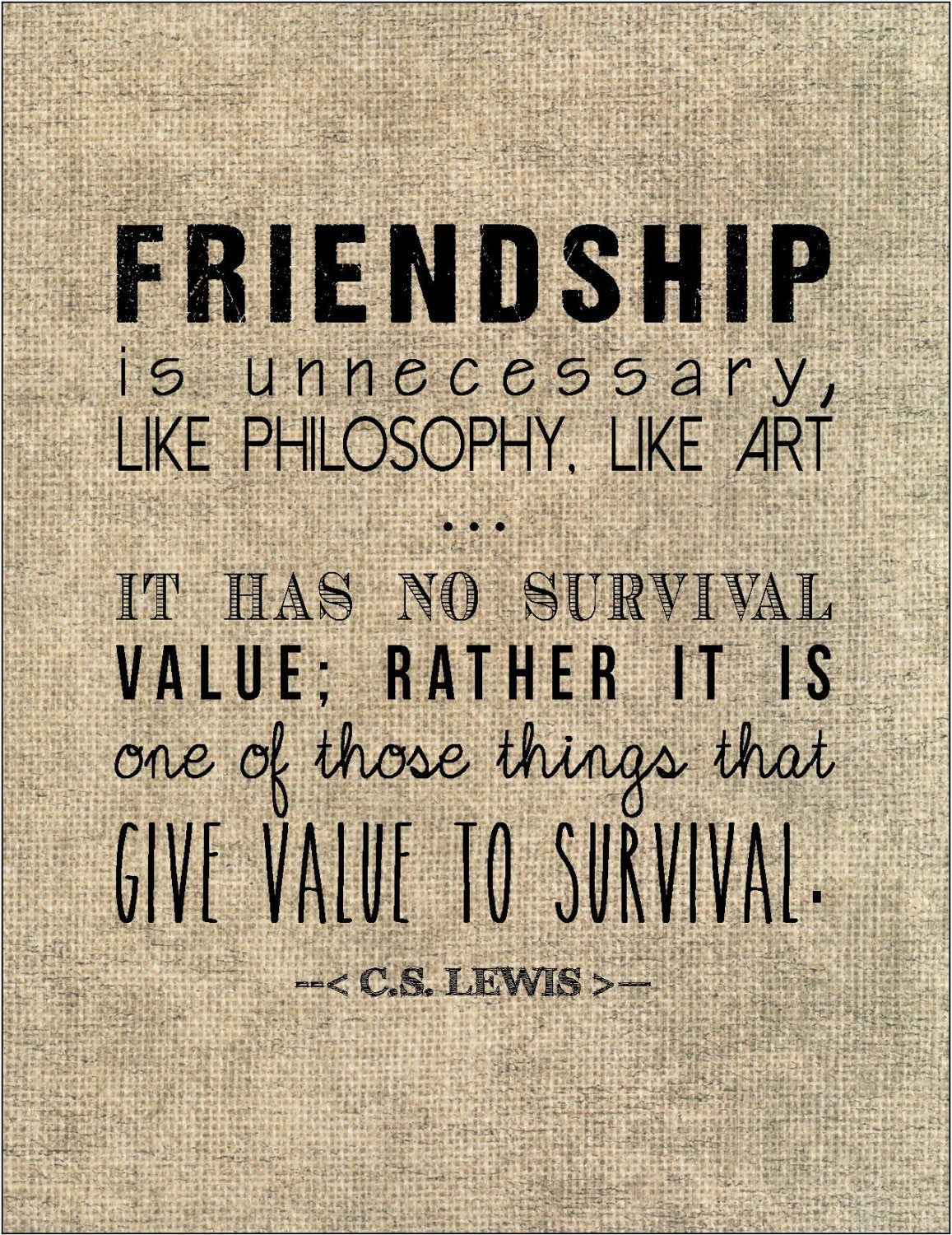 Cs Lewis Quotes On Friendship
 C S Lewis friendship quote typography print birthday t for