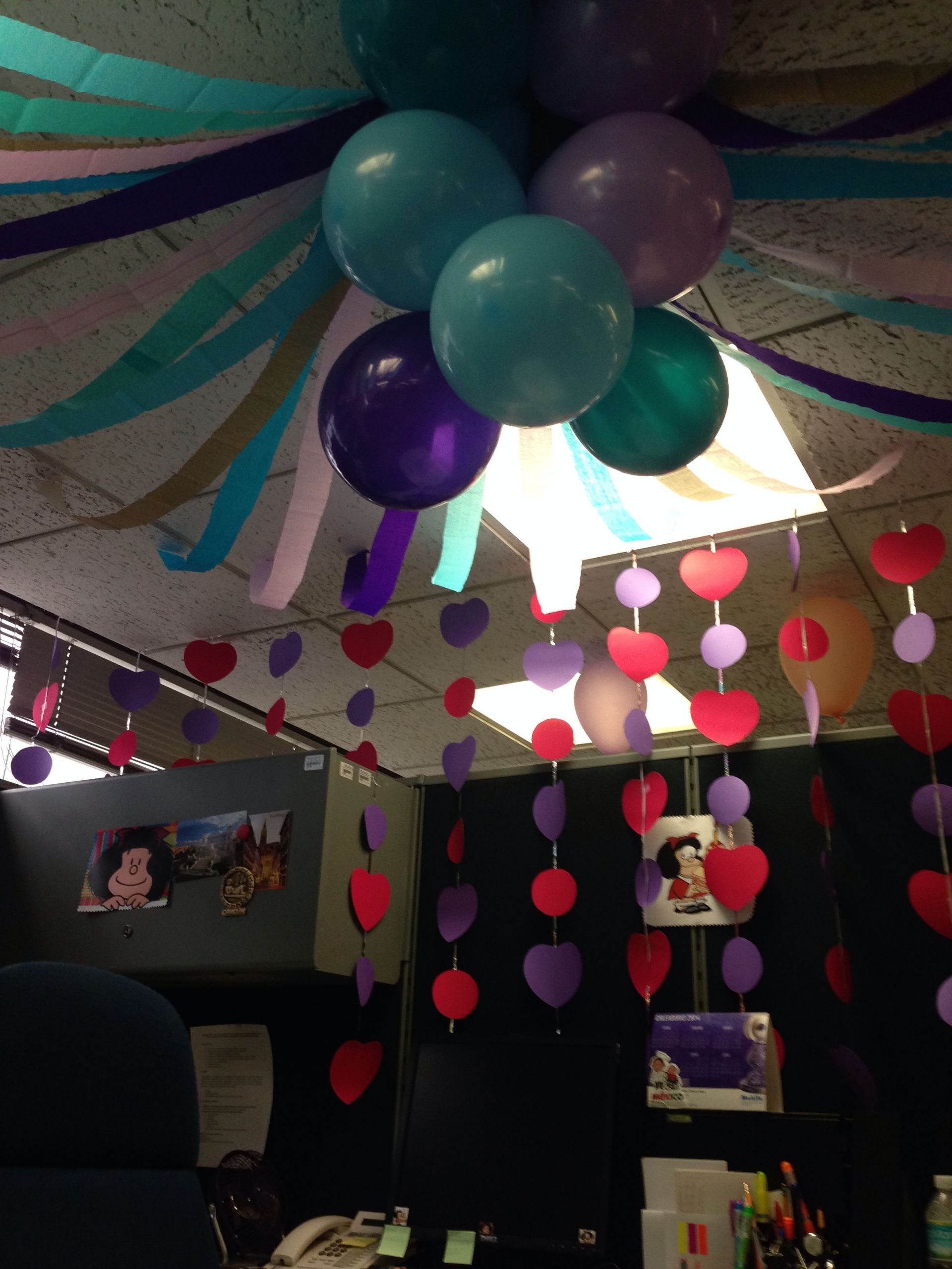 Cubicle Birthday Decorations
 Birthday decor blues and purples