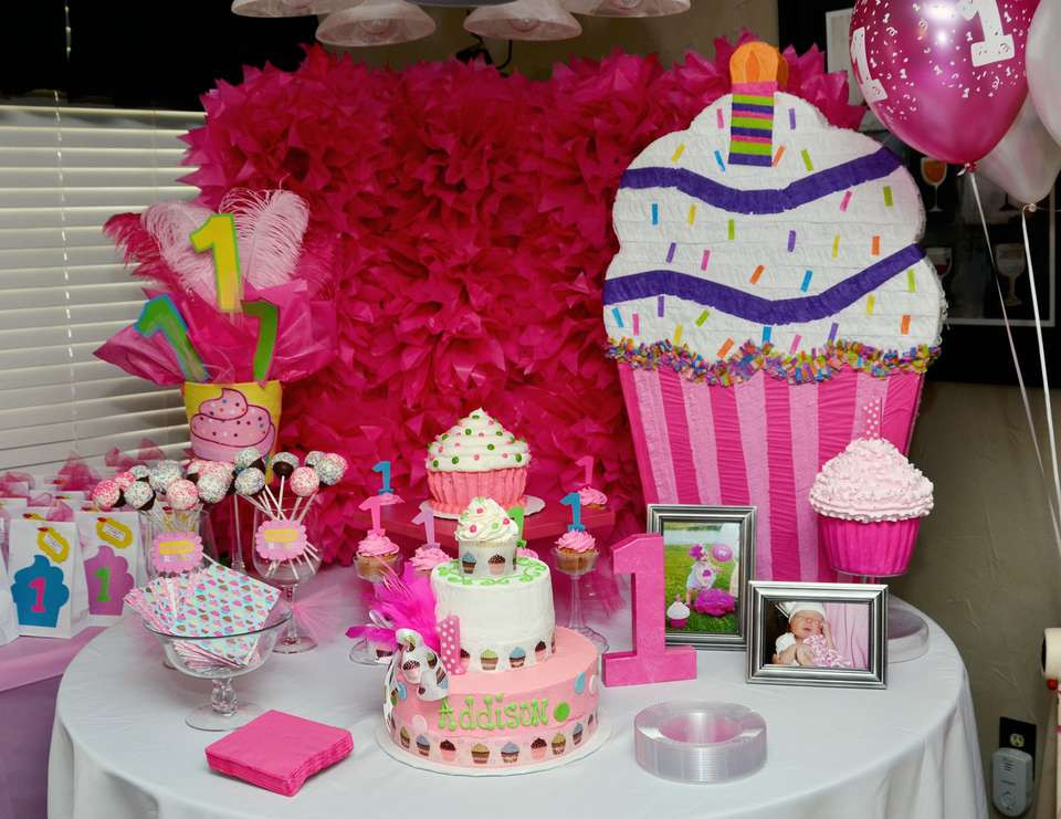 Cupcake Birthday Decorations
 Cupcakes Birthday "Addison s 1st Cupcake Birthday Party