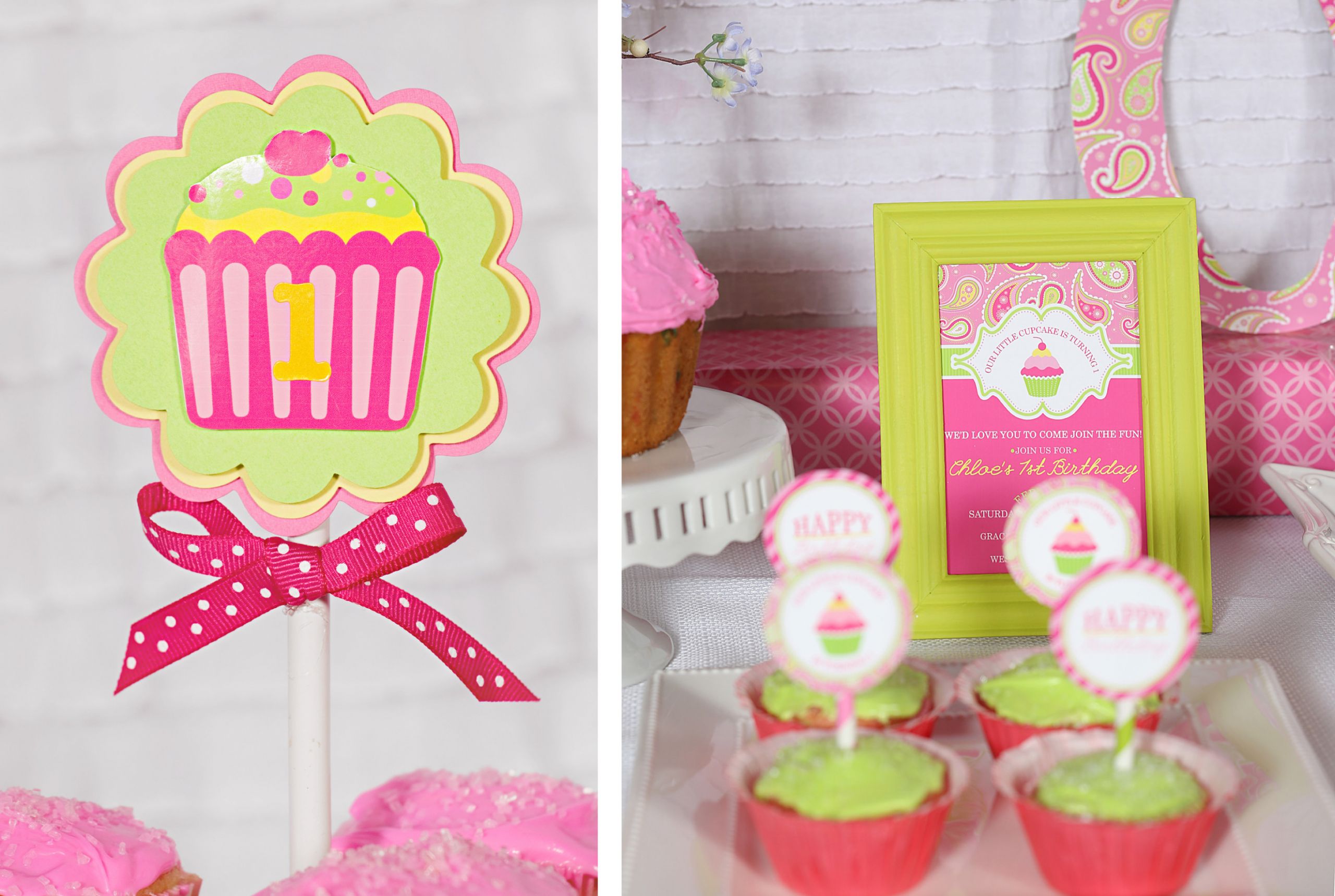 Cupcake Birthday Decorations
 A Cupcake Themed 1st Birthday party with Paisley and Polka