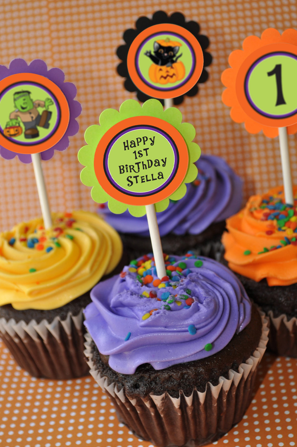 Cupcake Birthday Decorations
 Halloween Cupcake Toppers – 1st Birthday – Halloween