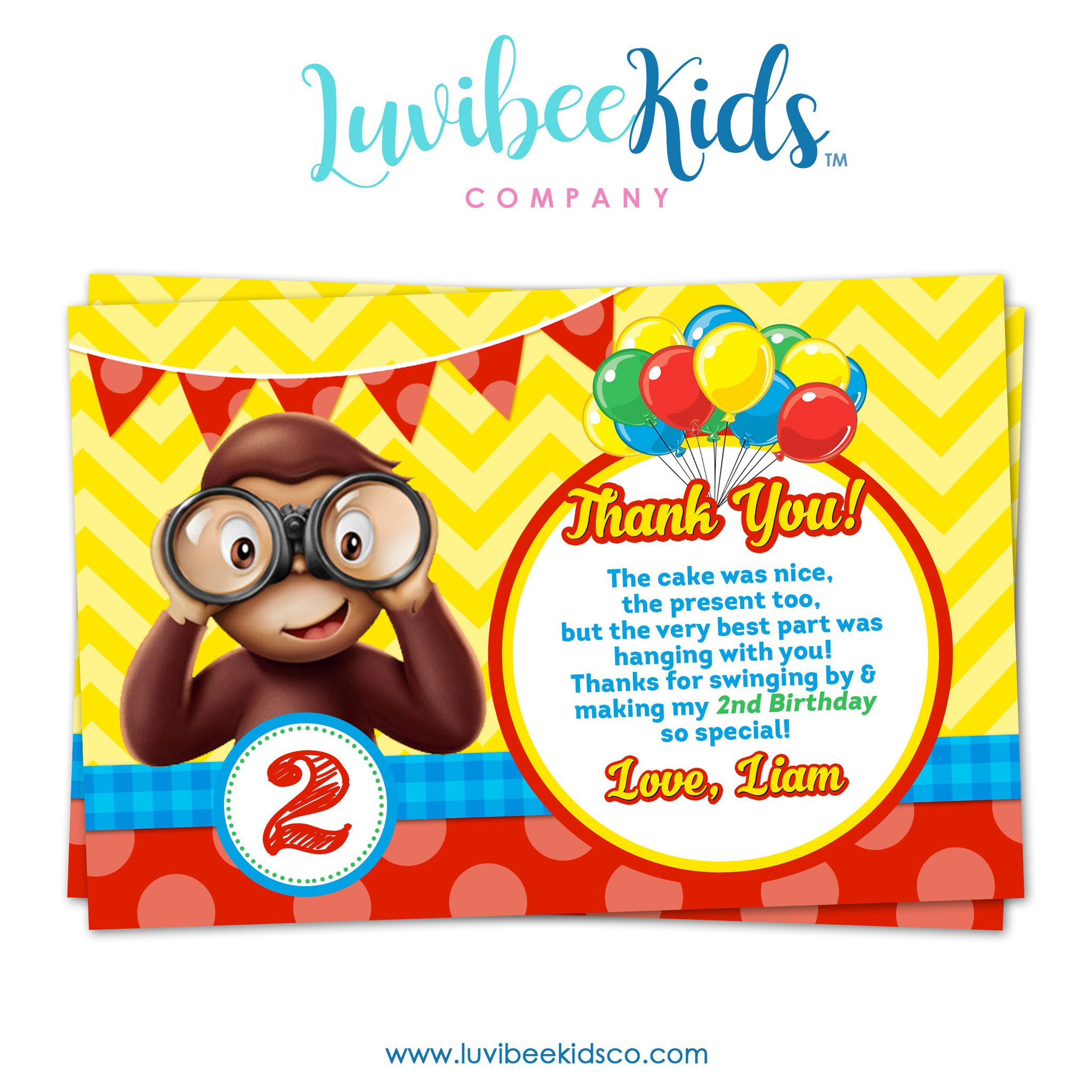 Curious George Birthday Invitation
 Curious George Invitations by Luvibeekids Co – LuvibeeKidsCo