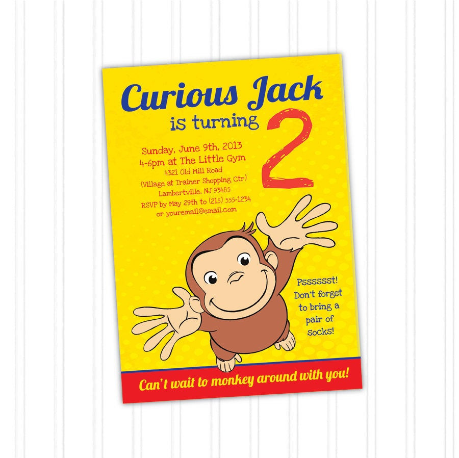 Curious George Birthday Invitation
 Curious George Birthday Invitation Printable Download Print at