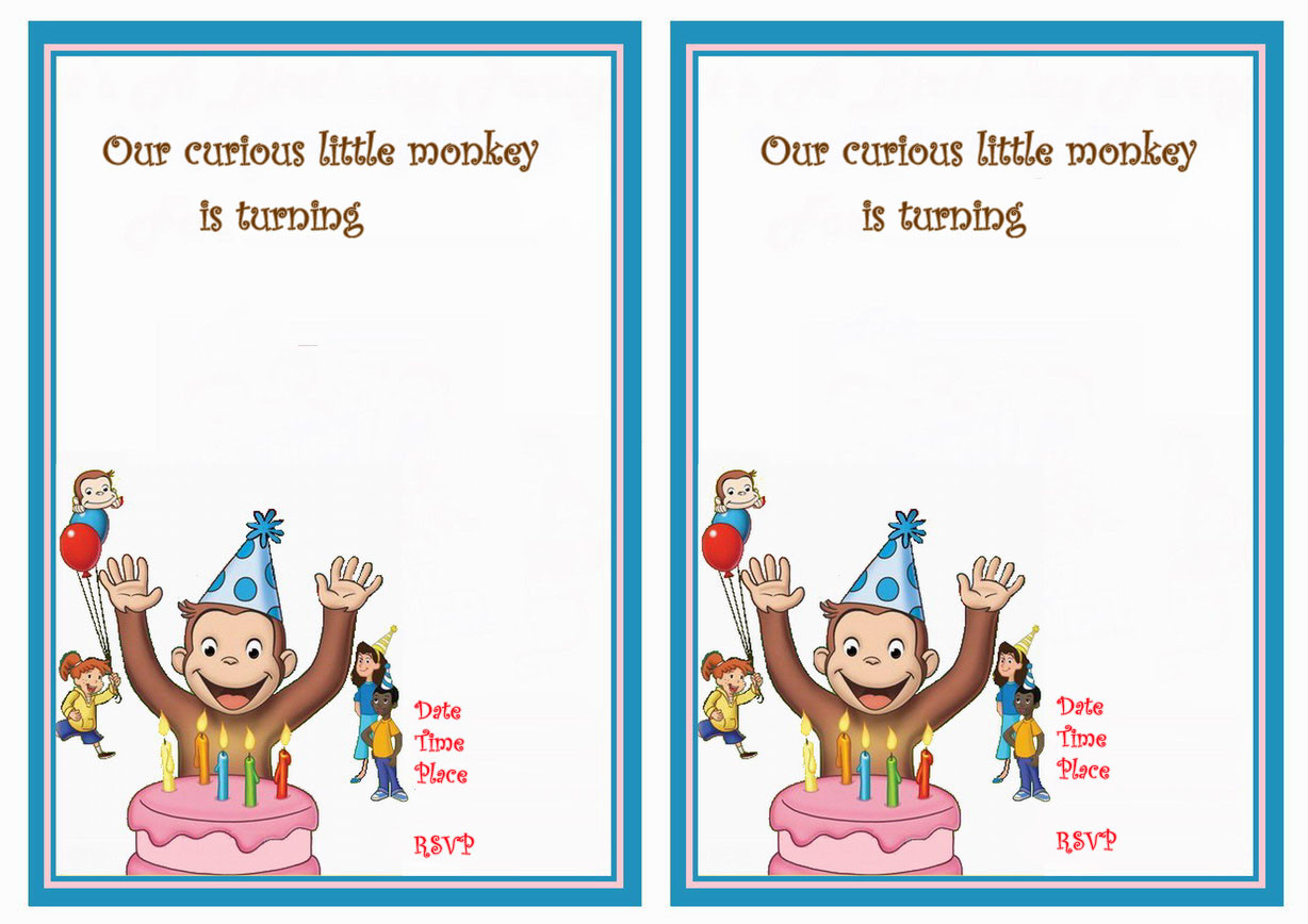 Curious George Birthday Invitation
 Curious George Birthday Invitations