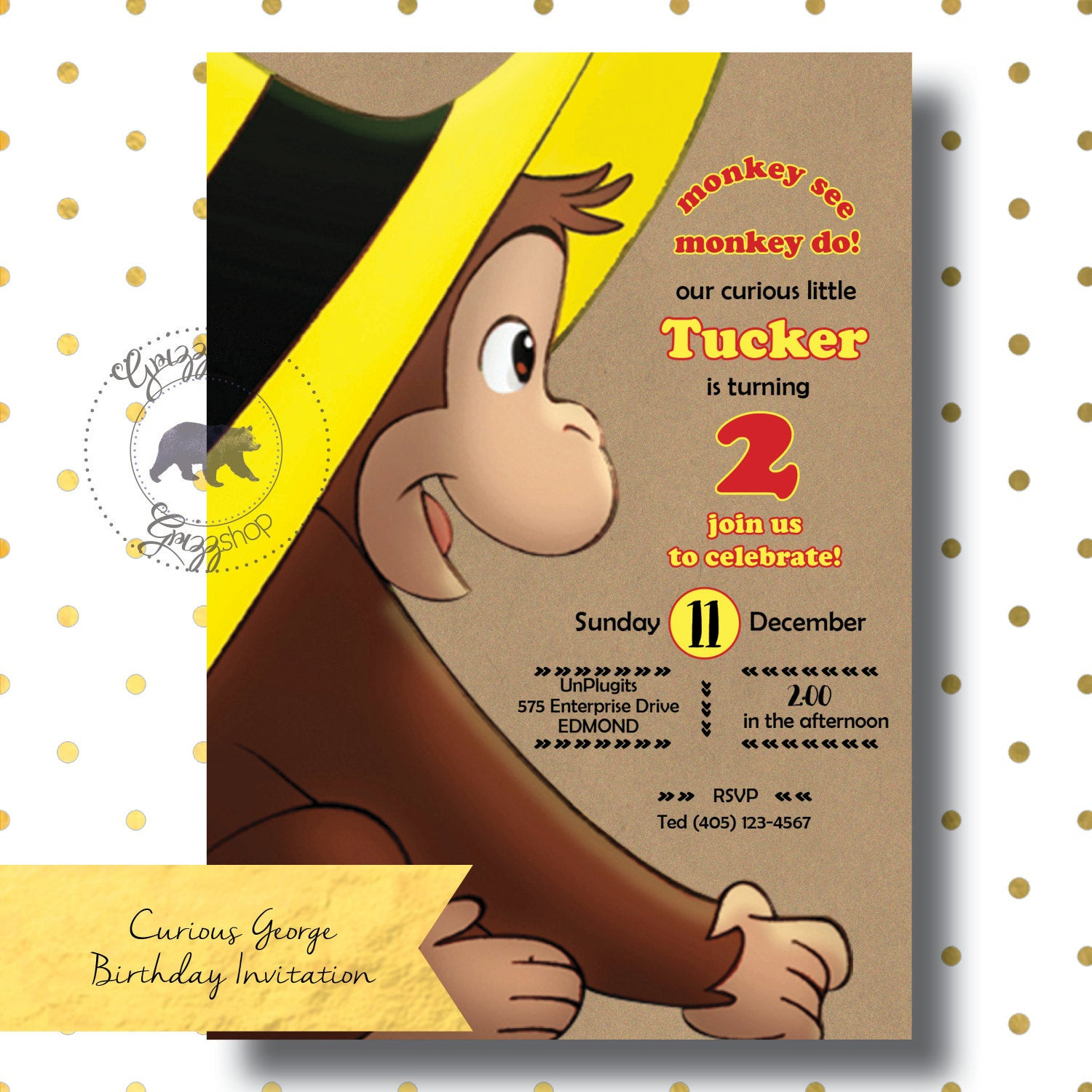 Curious George Birthday Invitation
 Curious George Birthday Invitation