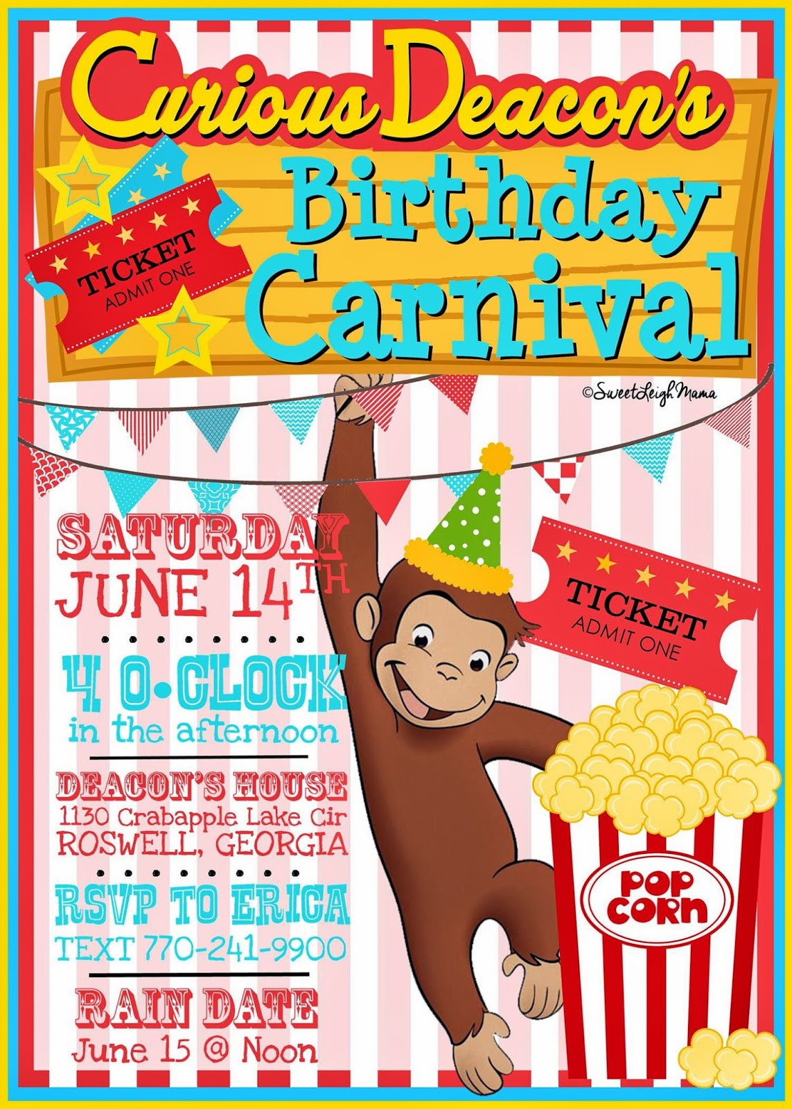 Curious George Birthday Invitation
 Sweet Leigh Mama Atlanta Mommy Blog New Curious George