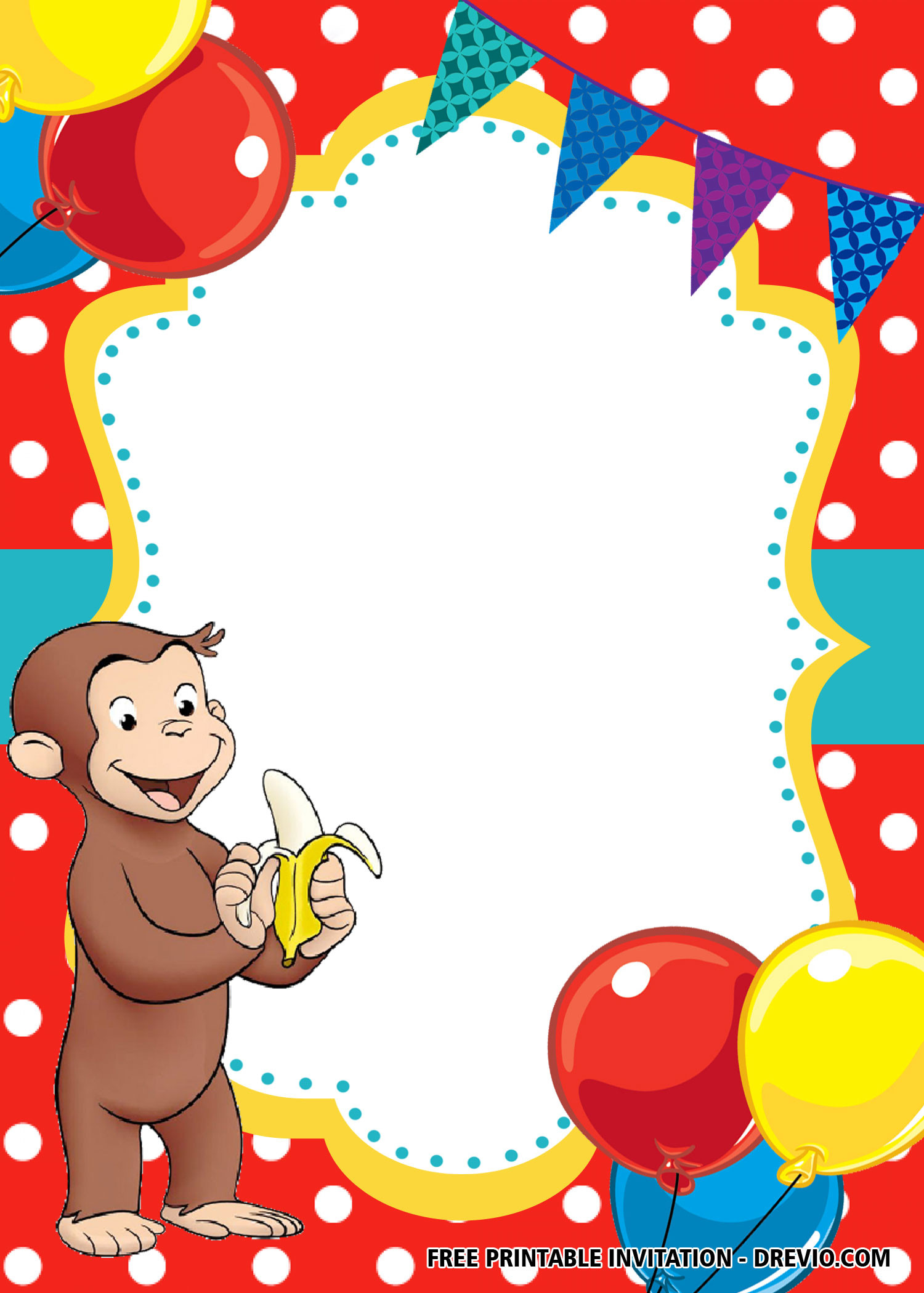 Curious George Birthday Invitation
 FREE Blank Curious George Invitation Templates – FREE