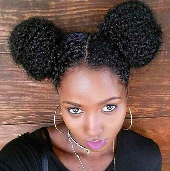 Curly Bun Hairstyles
 Black Women Double Bun Hairstyles For Naughty Girl Look