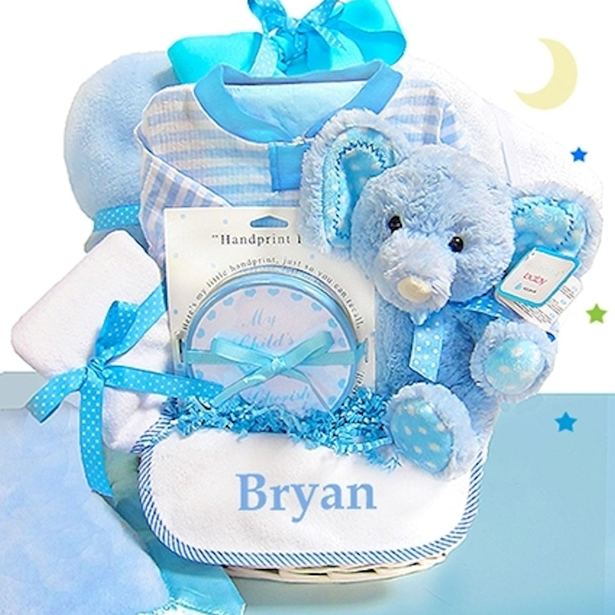 Custom Baby Boy Gifts
 Baby Boy Gift Basket Blue Elephant