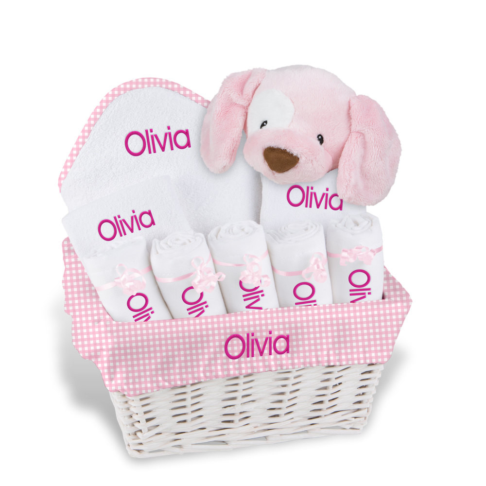 Custom Baby Girl Gifts
 Personalized Baby Gift Basket Baby Girl Gift Basket 2 Bibs