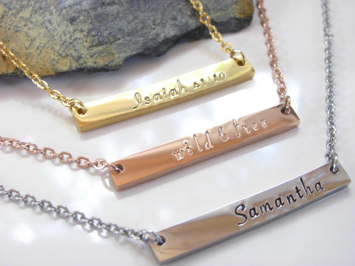 Custom Bar Necklace
 Customizable Bar Necklace Personalized Name Plate Necklace