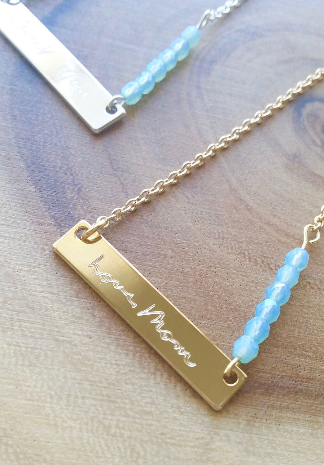 Custom Bar Necklace
 Actual Handwriting necklace Personalized handwritten bar