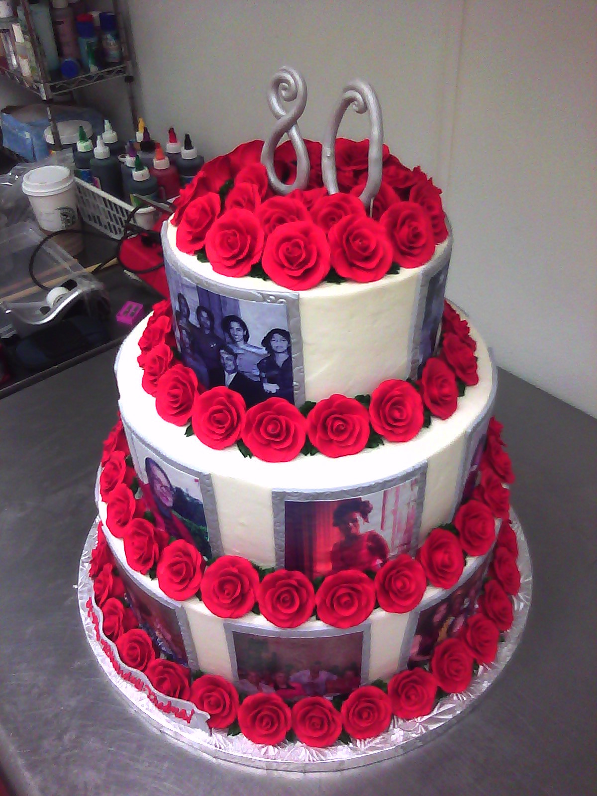Custom Birthday Cakes
 Rosey 80th Birthday Cake