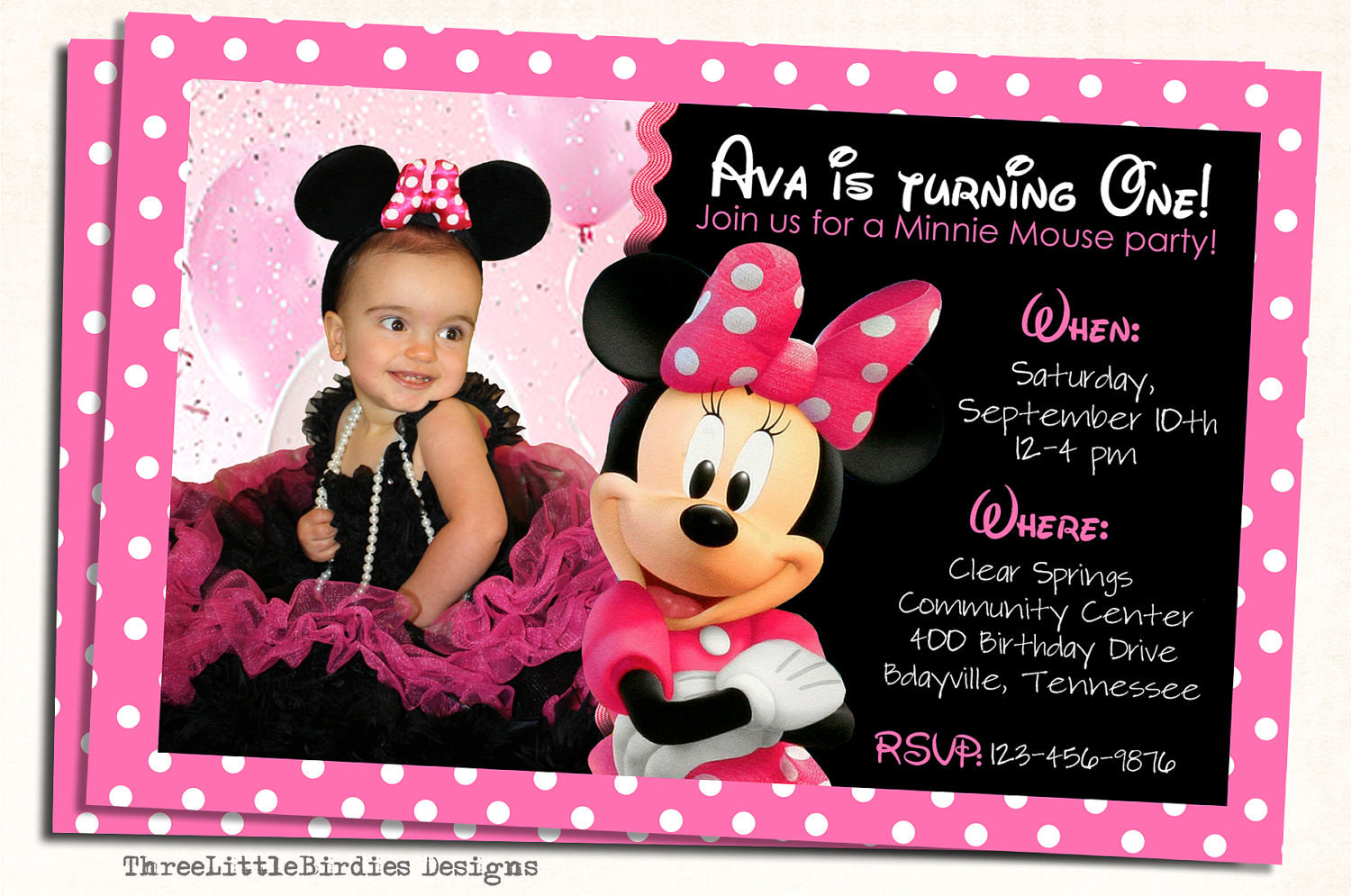 Custom Minnie Mouse Birthday Invitations
 Minnie Mouse Birthday Invitation