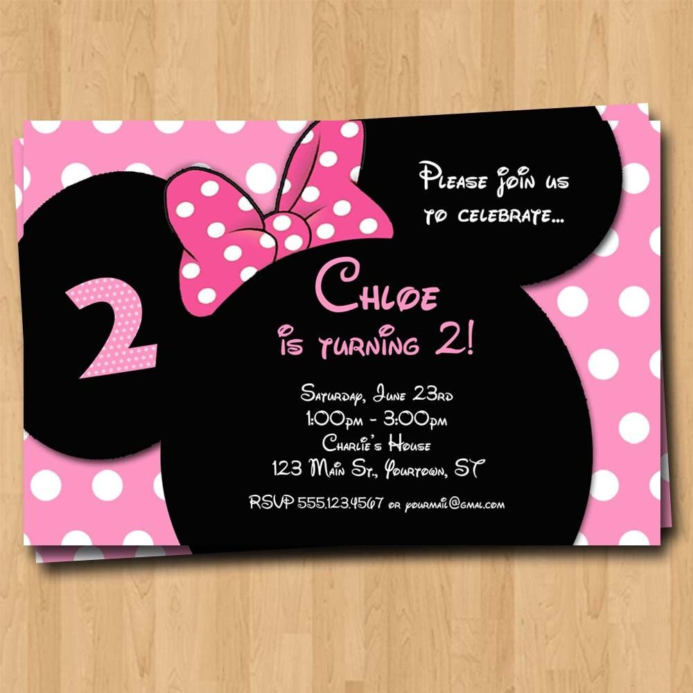 Custom Minnie Mouse Birthday Invitations
 Minnie Mouse Birthday Invitation Party Invites Custom