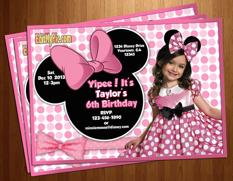 Custom Minnie Mouse Birthday Invitations
 Minnie Mouse Birthday Invitations Personalized