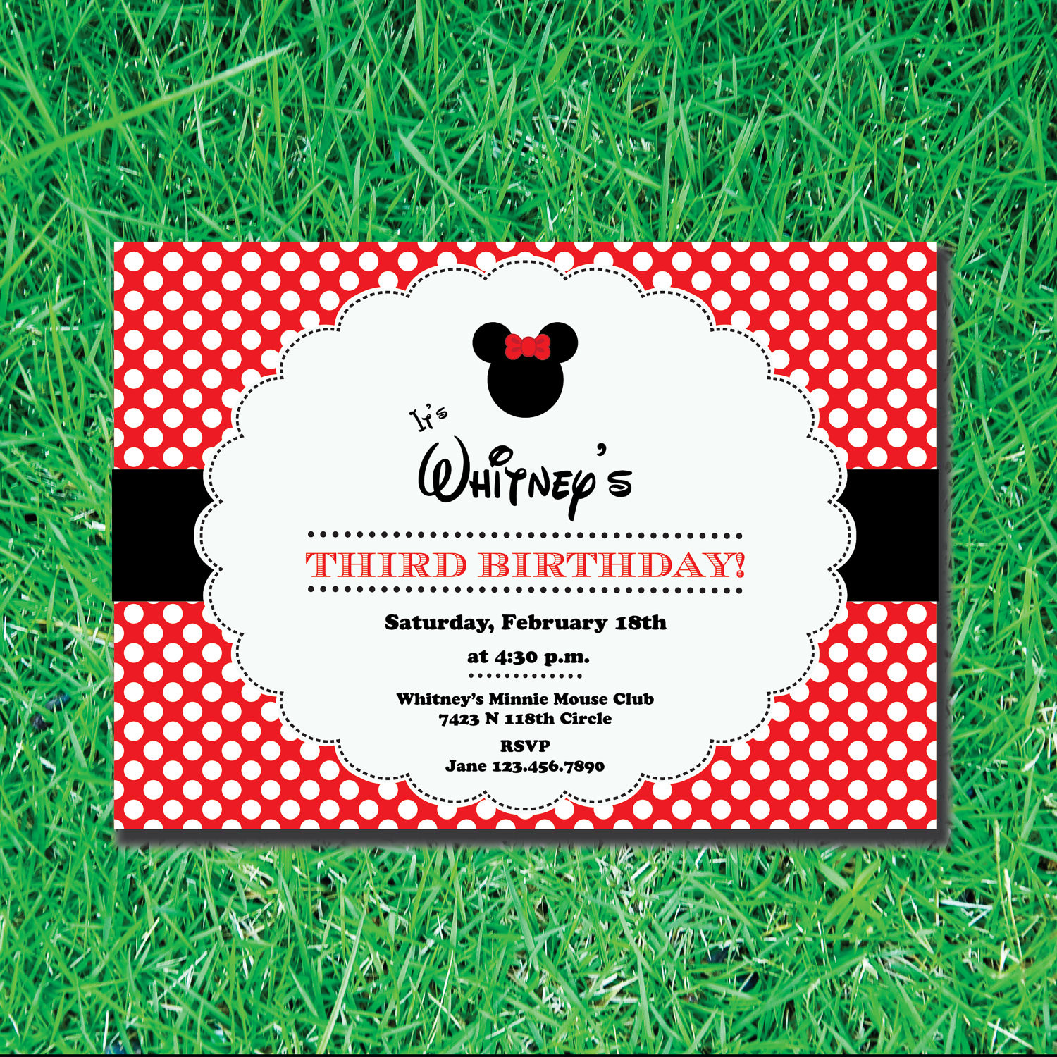 Custom Minnie Mouse Birthday Invitations
 Minnie Mouse Printable Party Invitation by LittlePigPress