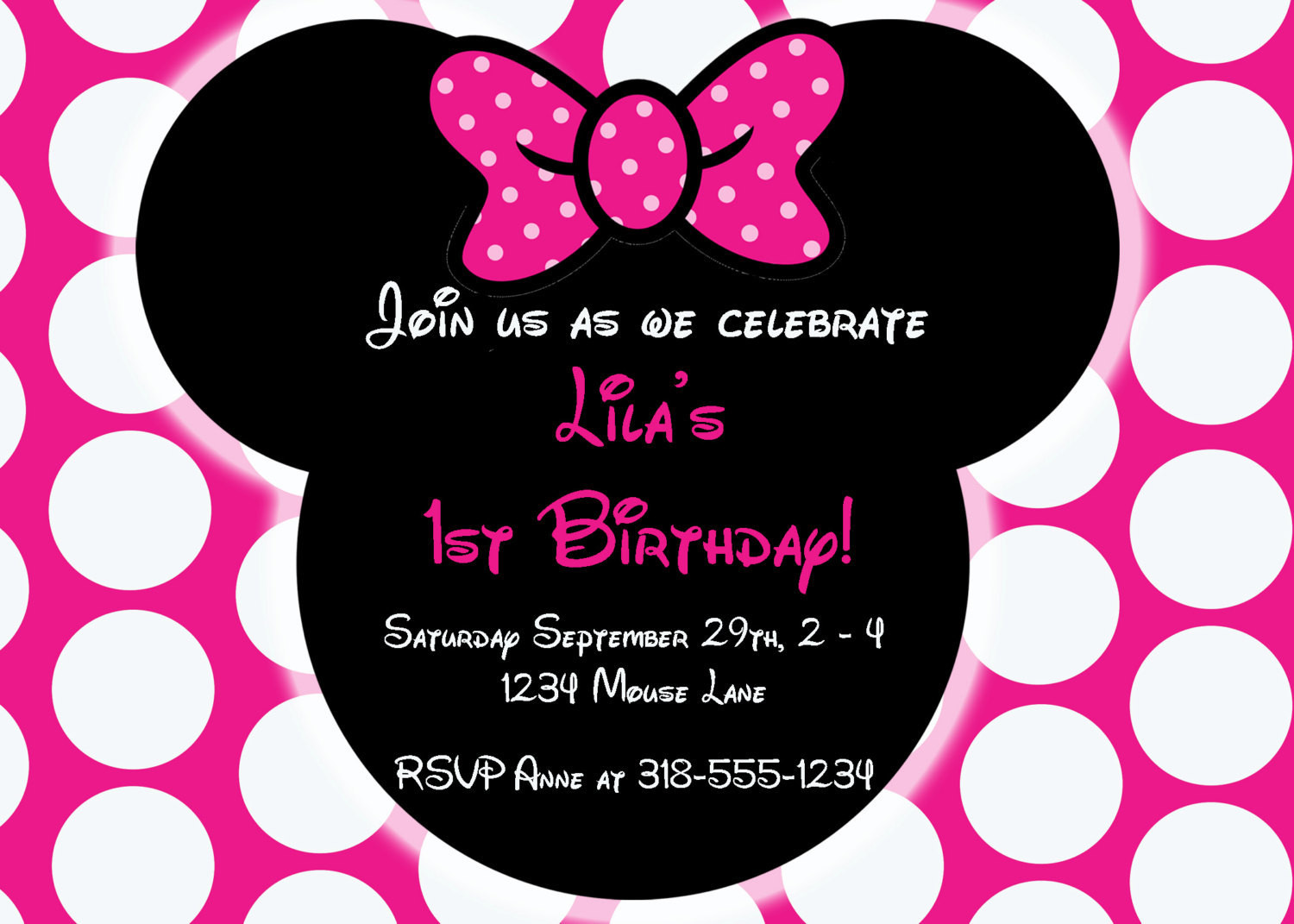 Custom Minnie Mouse Birthday Invitations
 Minnie Mouse Inspired Birthday Invitation PRINTABLE Mouse