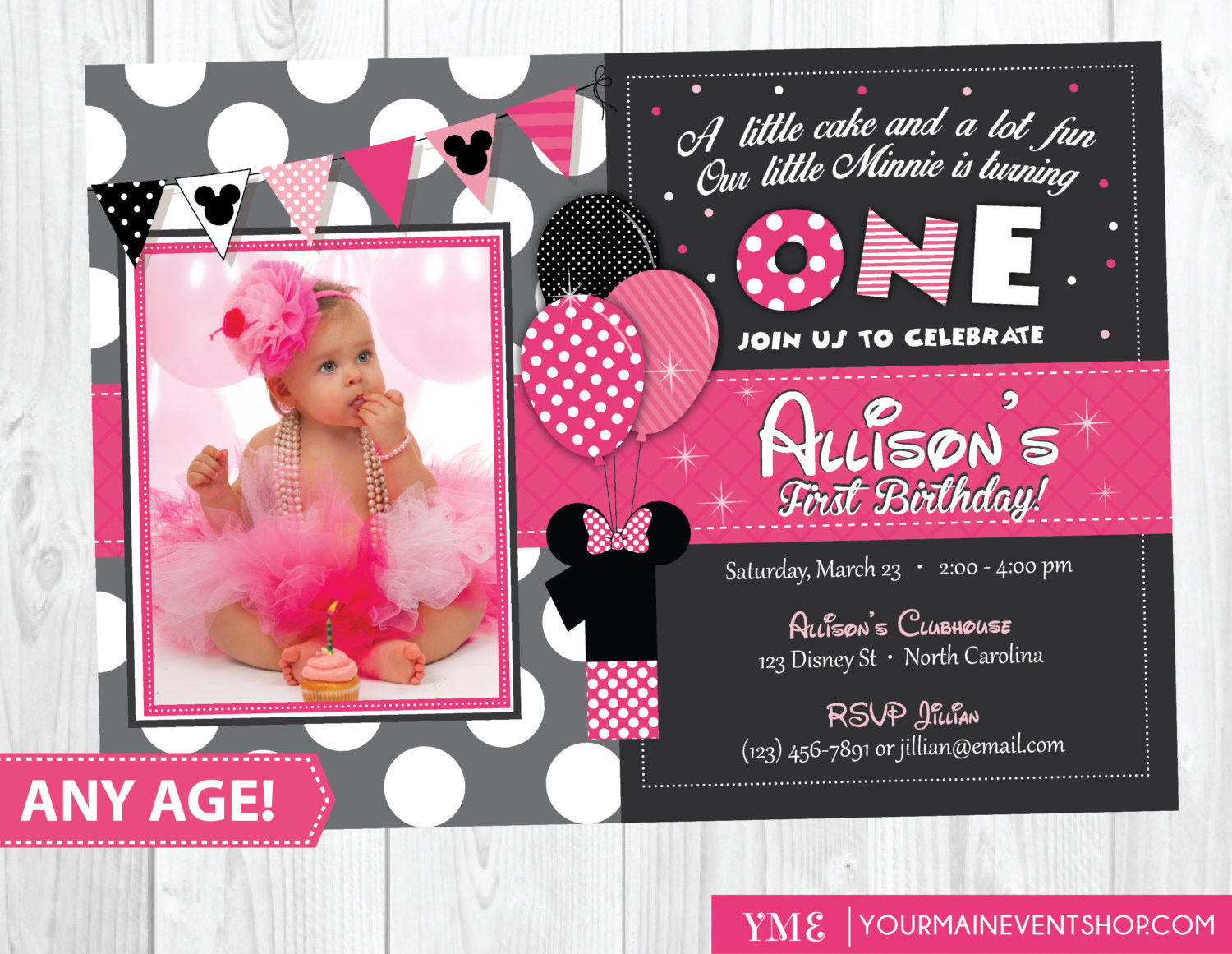 Custom Minnie Mouse Birthday Invitations
 Minnie Mouse Birthday Invitation Minnie Mouse Inspired