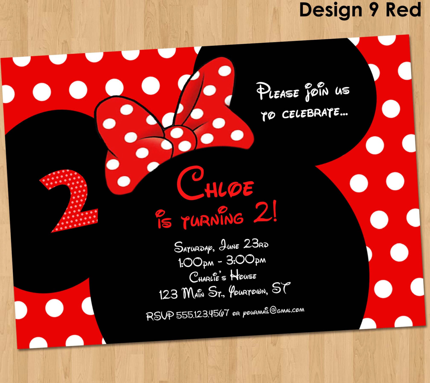 Custom Minnie Mouse Birthday Invitations
 Minnie Mouse Invitation Printable Birthday Party Custom