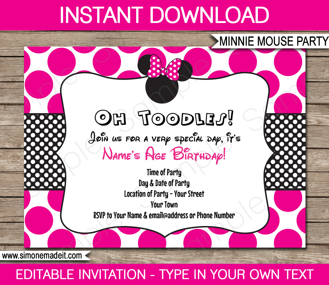 Custom Minnie Mouse Birthday Invitations
 Minnie Mouse Party Invitations Template