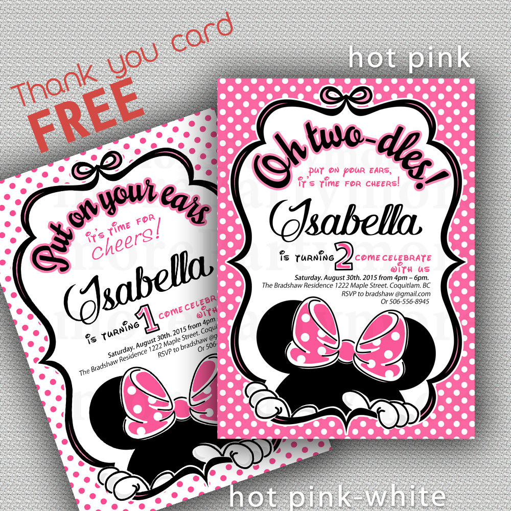 Custom Minnie Mouse Birthday Invitations
 Minnie Mouse 2nd Birthday Invitations Printable Girls Party