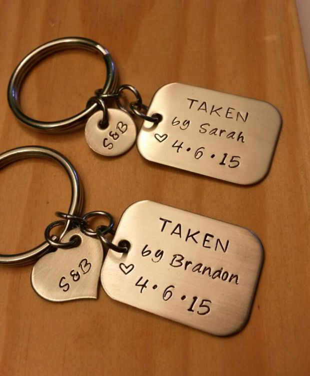 Cute Couple Gift Ideas
 Hand Stamped Keychain Personalized Keychain Couples