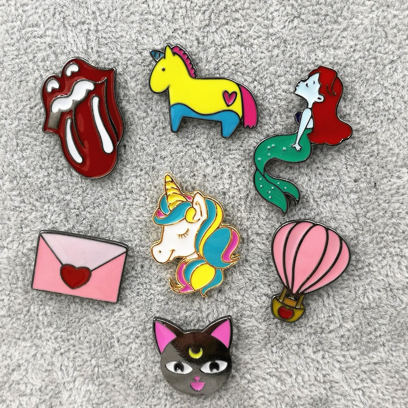 Cute Pins
 X191 New Cartoon Cute Animal Unicorn Hot air Balloon Cat