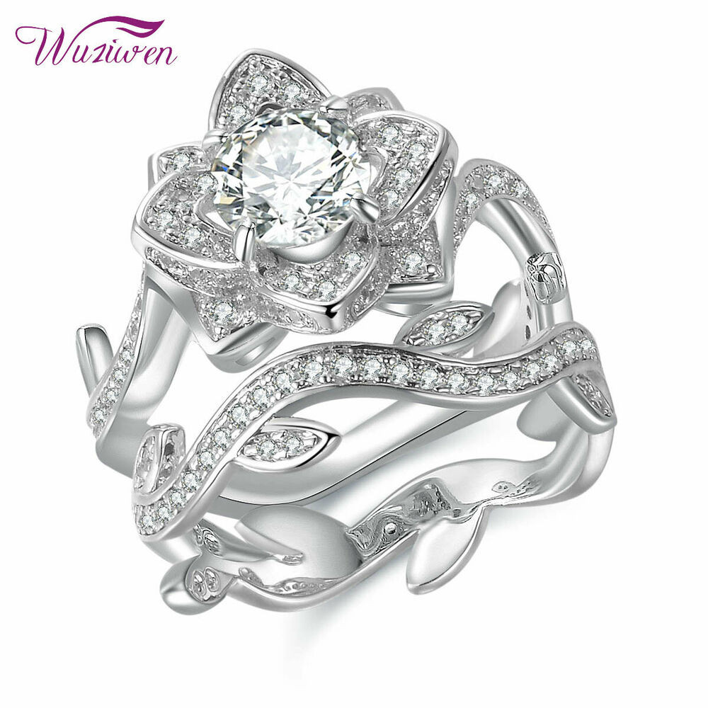 Cz Wedding Ring Sets
 Vintage Flower Round Cz Sterling Silver Wedding Engagement