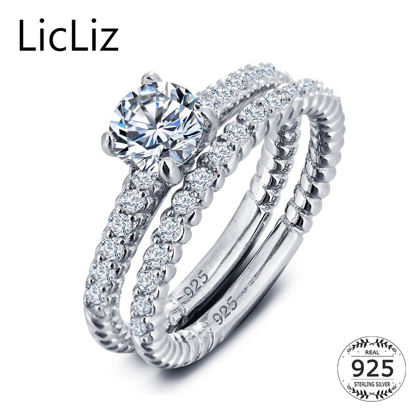 Cz Wedding Ring Sets
 LicLiz 925 Sterling Silver CZ Eternity Ring Women Wedding