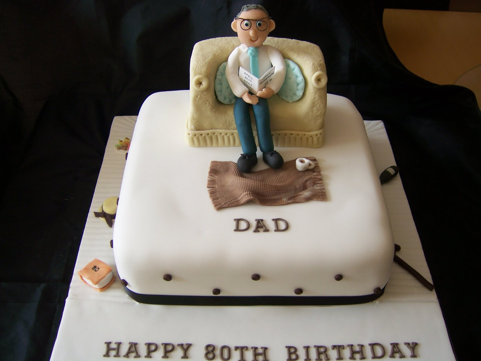 Dad Birthday Cake
 80th Birthday Cake A dad in his armchair and a lovely chat