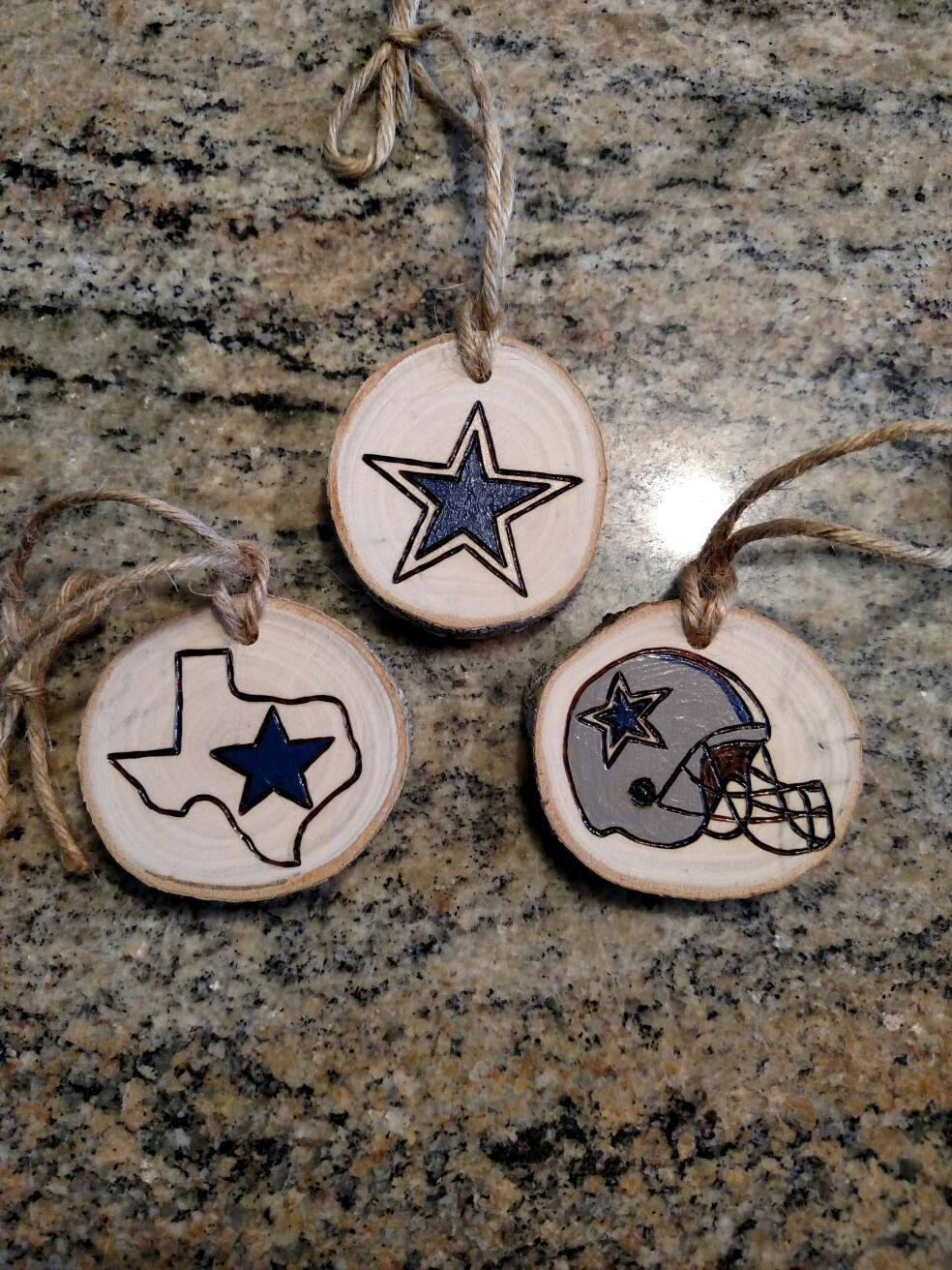 Dallas Cowboys Christmas Gift Ideas
 Dallas Cowboy Wood Burned Christmas Ornaments Gift Tags