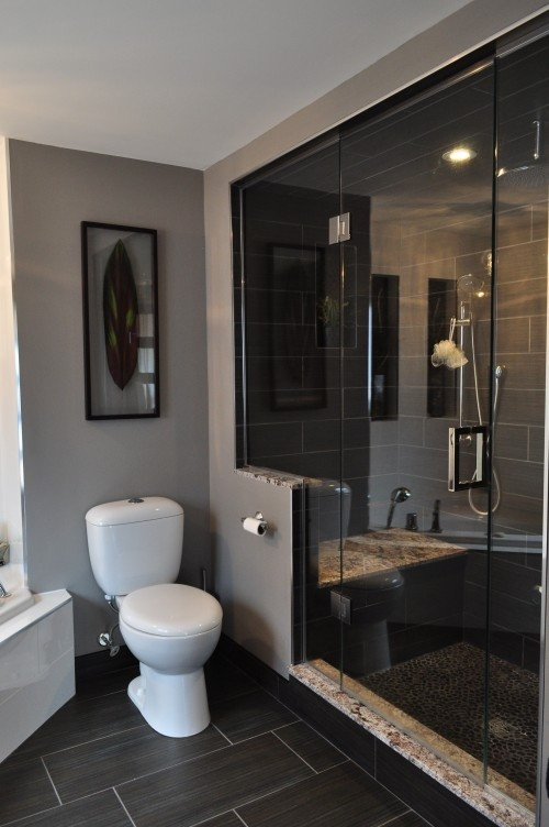 Dark Gray Bathroom Tile
 39 dark grey bathroom floor tiles ideas and pictures