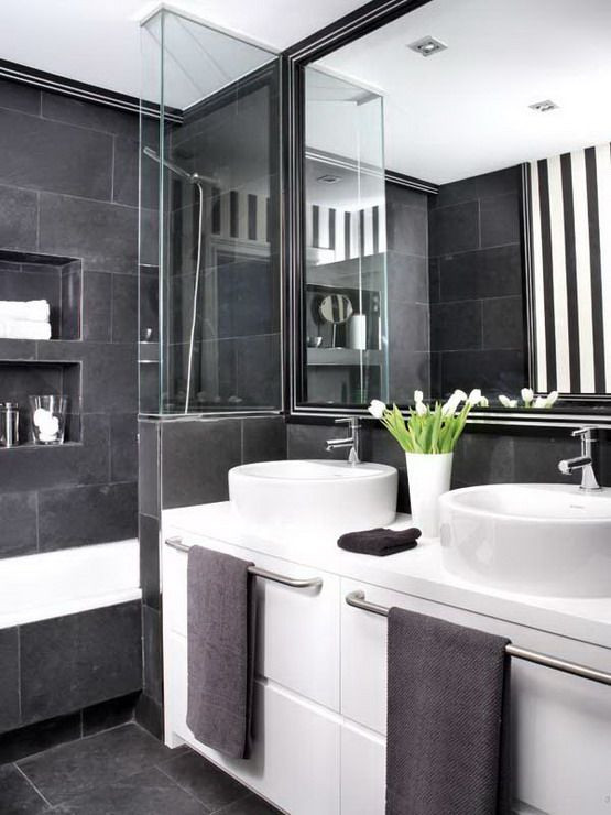 Dark Gray Bathroom Tile
 40 dark gray bathroom tile ideas and pictures