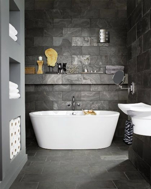 Dark Gray Bathroom Tile
 40 dark gray bathroom tile ideas and pictures