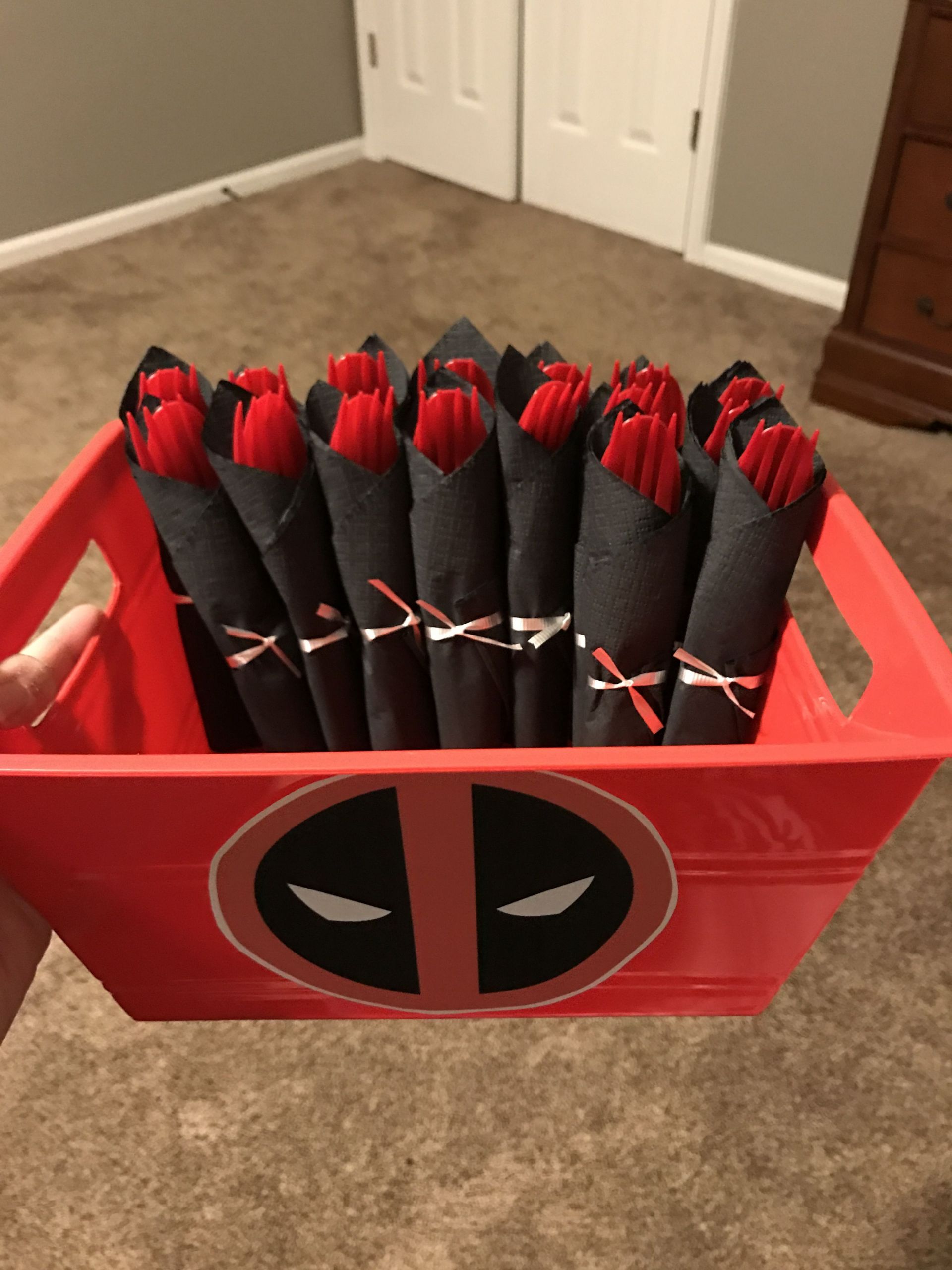 Deadpool Party Ideas
 Silverware caddy