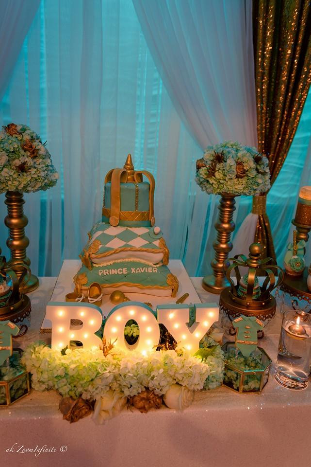 Decor For Baby Boy Shower
 Golden Glamorous Prince Baby Shower Baby Shower Ideas