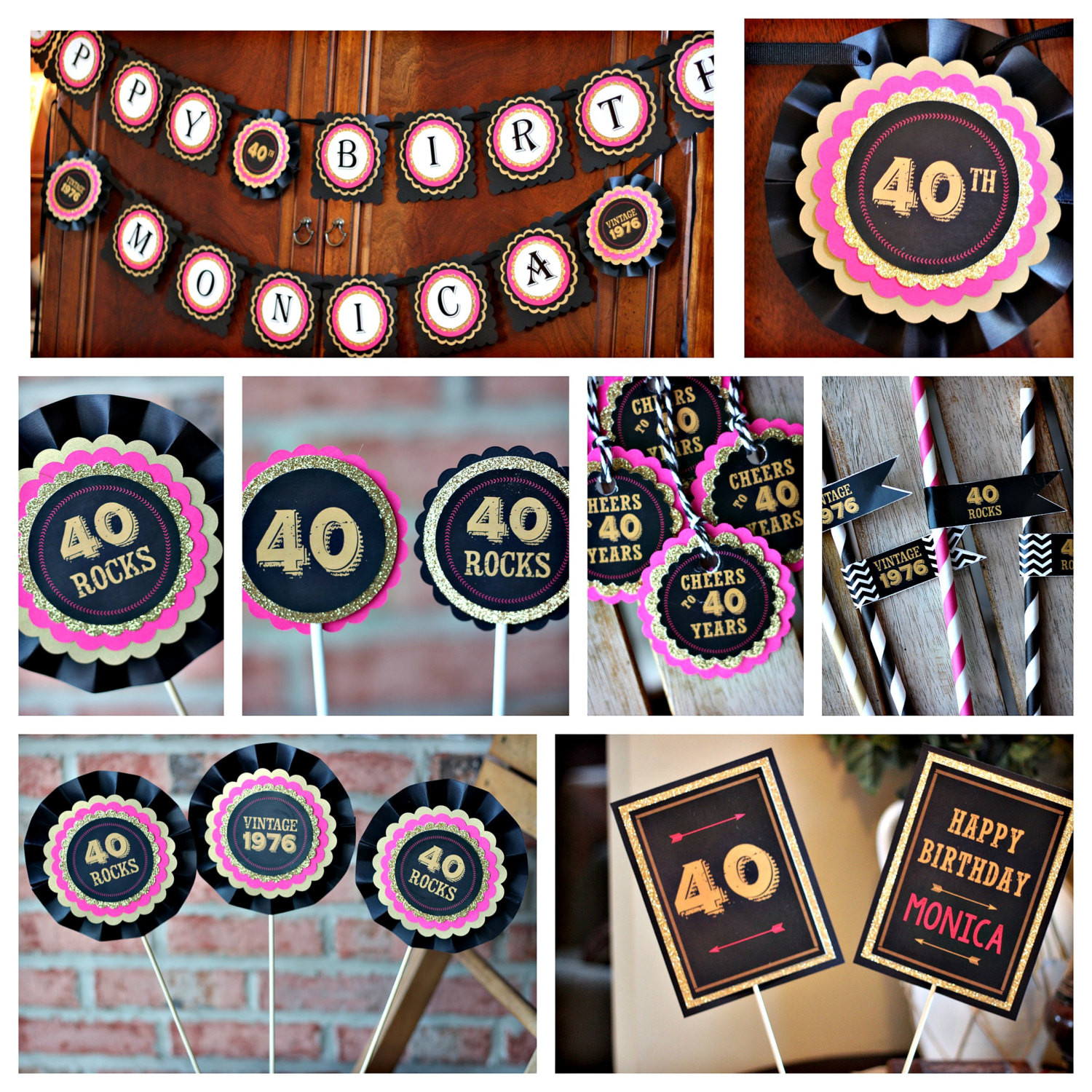 Decorations For 40th Birthday
 La s 40th birthday party decorations Black hot pink and