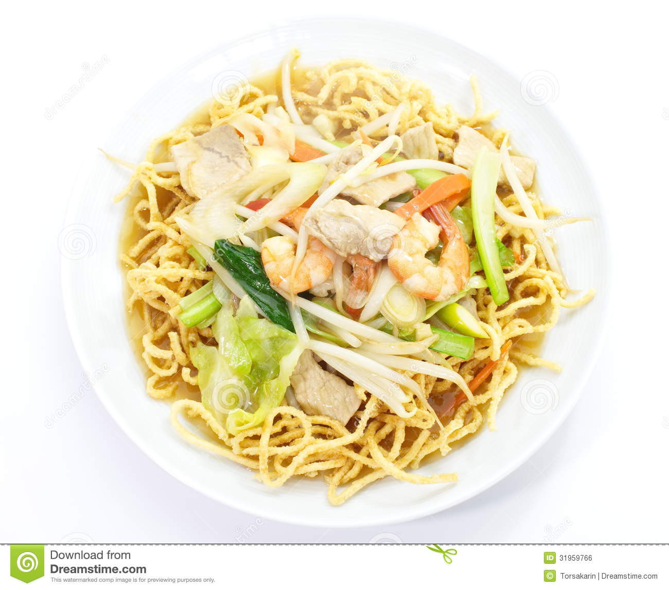 Deep Fried Noodles
 Chinese Style Deep Fried Yellow Noodles Stock