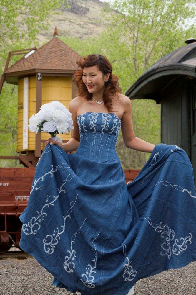 Denim Wedding Dress
 Forever In Blue Jeans Denim Western Wedding Corset Wedding