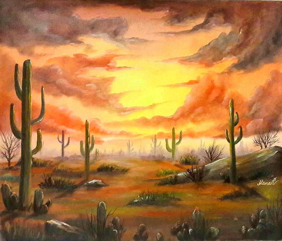 Desert Landscape Paintings
 Desert Painting by Manar Hawsawi