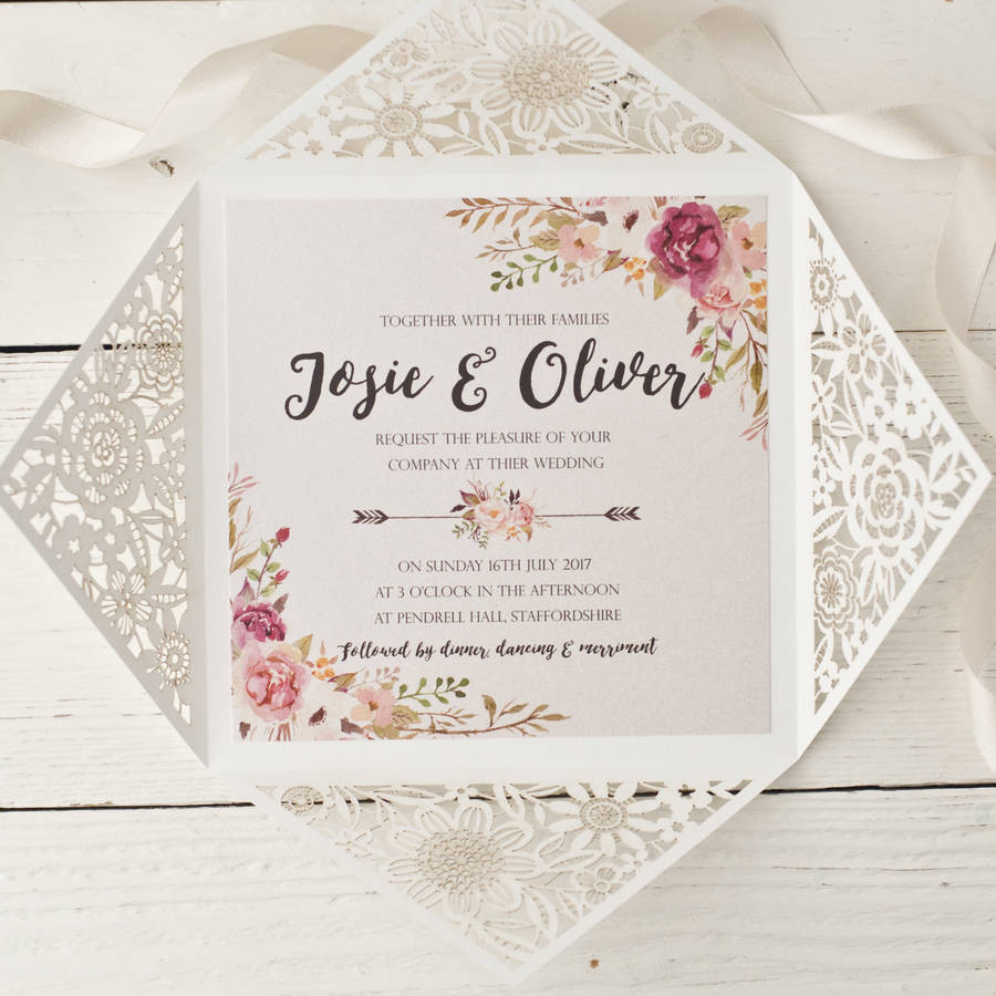 Design Wedding Invitations
 peony floral design laser cut wedding invitation by peach