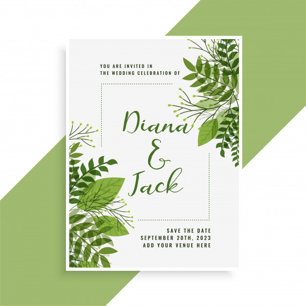 Design Wedding Invitations
 Wedding invitation card design in floral green leaves