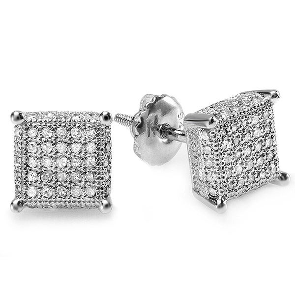 Diamond Earrings Men
 Shop Elora Platinum Plated Silver 1 2ct TDW Diamond Dice